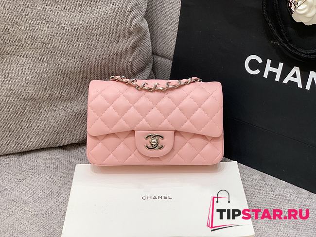 Chanel Pink Classic Lambskin Leather Single Flap Bag 20x10X6cm - 1