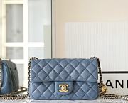 Chanel Blue Classic Lambskin Leather Flap Bag 20x13x7cm - 1