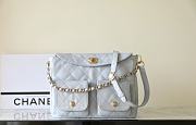 Chanel Hobo Bag Blue Grey Cowhide 30x21x5cm - 1