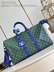 LV KEEPALL BANDOULIÈRE 50 Green Grid Flower Travel Bag 45 x 27 x 20 cm - 1