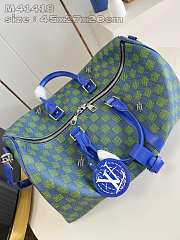 LV KEEPALL BANDOULIÈRE 50 Green Grid Flower Travel Bag 45 x 27 x 20 cm - 4