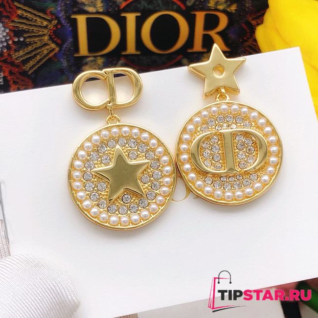 Dior diamond round earrings gold - 1