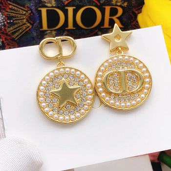 Dior diamond round earrings gold