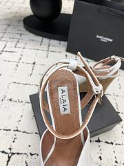 Alaia thick-soled wedge-heeled retro wood-grained sandals height 14.5CM - 4