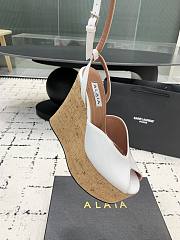 Alaia thick-soled wedge-heeled retro wood-grained sandals height 14.5CM - 2