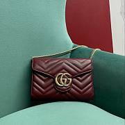 Gucci Marmont Quilted Handbag Wine Red 20x13x6cm - 1