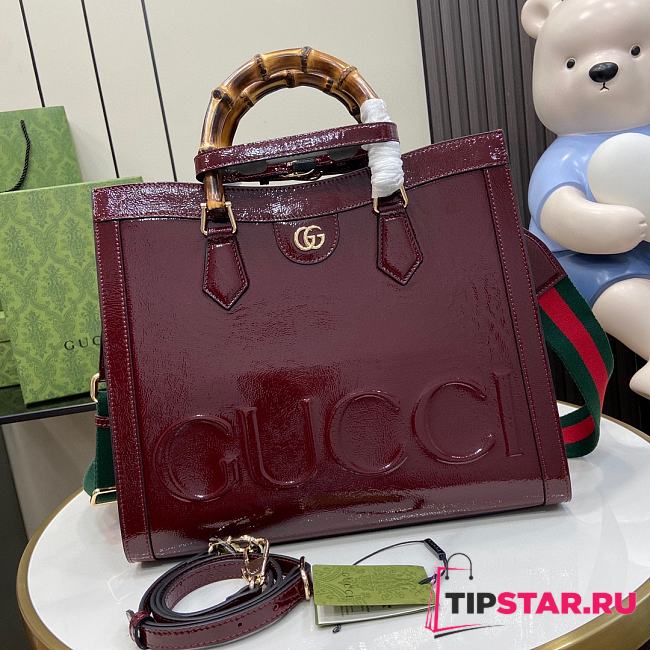 Gucci Diana Midium Tote Bag Burgundy 35*30*14cm - 1