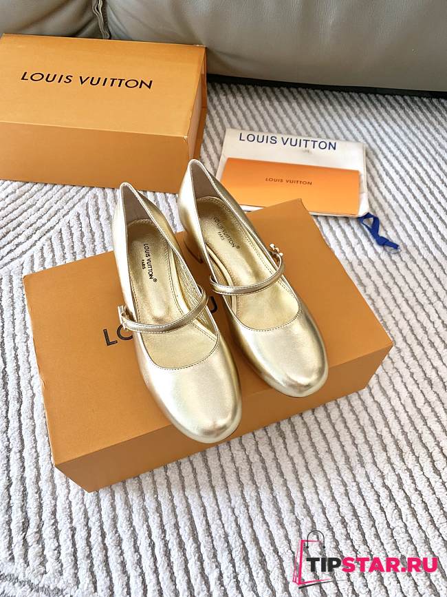 LV New Romy Series Ballet Flat Light Gold Shoes  - 1