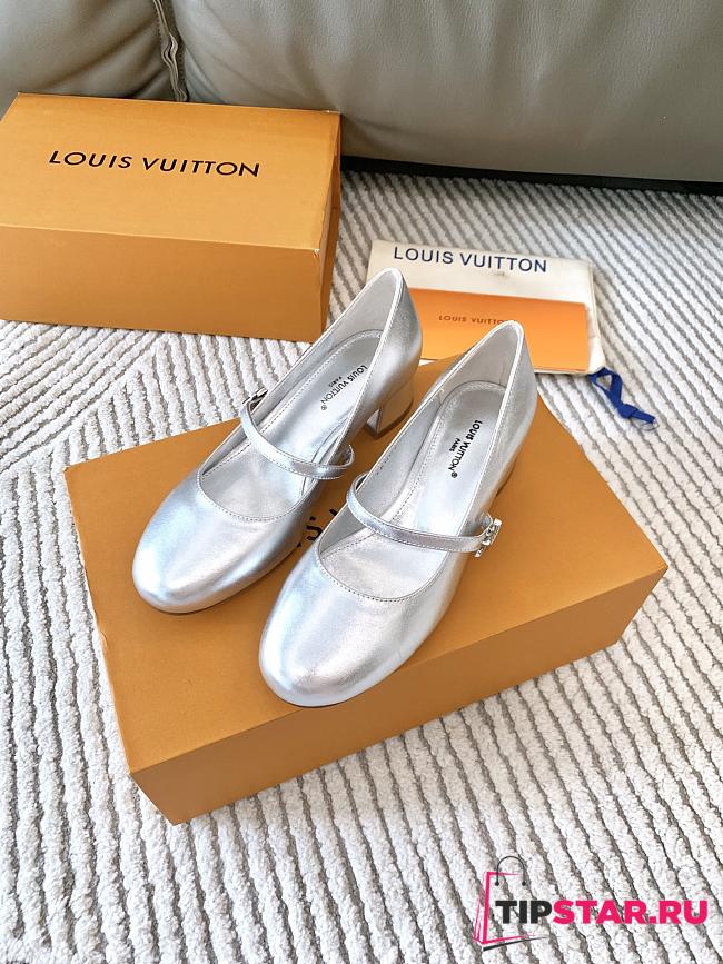 LV New Romy Series Ballet Flat Silver Shoes - 1