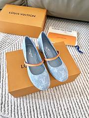 LV New Romy Series Ballet Flat Light Blue Shoes - 1