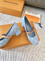 LV New Romy Series Ballet Flat Light Blue Shoes - 6