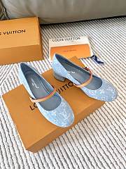 LV New Romy Series Ballet Flat Light Blue Shoes - 5