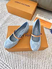 LV New Romy Series Ballet Flat Light Blue Shoes - 4