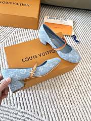 LV New Romy Series Ballet Flat Light Blue Shoes - 3