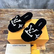 LV Women's Lazy Thick-soled Wool Black Slippers  - 1