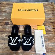 LV Women's Lazy Thick-soled Wool Black Slippers  - 2