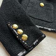 Gold button heavy sequined tweed black jackets - 2