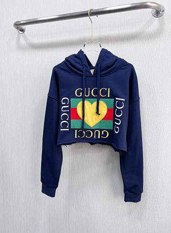 Hooded Short Sweatshirt Dark Blue