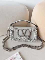 Valentino Garavani Mini Loco 3D Embroidered Grey Handbag 19x10.5x5cm - 6