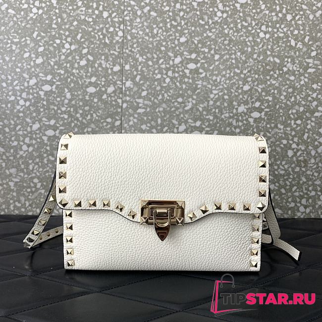 Valentino Garavani Rockstud Small Leather Crossbody Bag White 22.5X15.5X6CM - 1