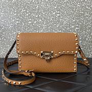 Valentino Garavani Rockstud Small Leather Crossbody Bag Brown 22.5X15.5X6CM - 1