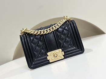 Chanel Leboy Grain Calfskin Classic Black Bag 20cm