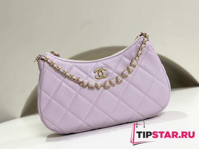 Chanel 24c Heart Hobo Underarm Light Purple Bag 20x18.5x4.5cm - 1