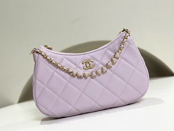 Chanel 24c Heart Hobo Underarm Light Purple Bag 20x18.5x4.5cm