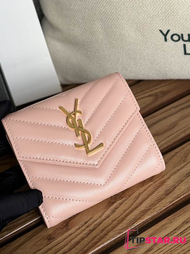 YSL Light Pinl Small Wallet 12.5X10X2.5cm - 1