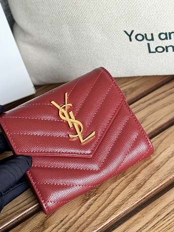 YSL Red Small Wallet 12.5X10X2.5cm