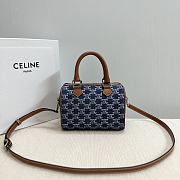 Celine Triomphe Boston Old Flower Denim Brown Handles 20×15.5×10.5CM - 6