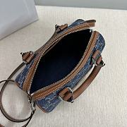 Celine Triomphe Boston Old Flower Denim Brown Handles 20×15.5×10.5CM - 4