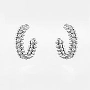 Silver rivet bullet earrings with diamonds  - 6