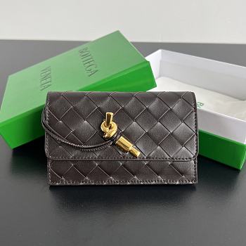 Bottega Veneta Amdiamo Zipper Card Holder Black Brown 14x8.5x2 cm