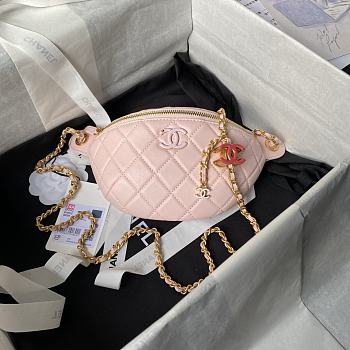 Chanel 24A Double C Enamel Buc Belt Light Pink 27cm