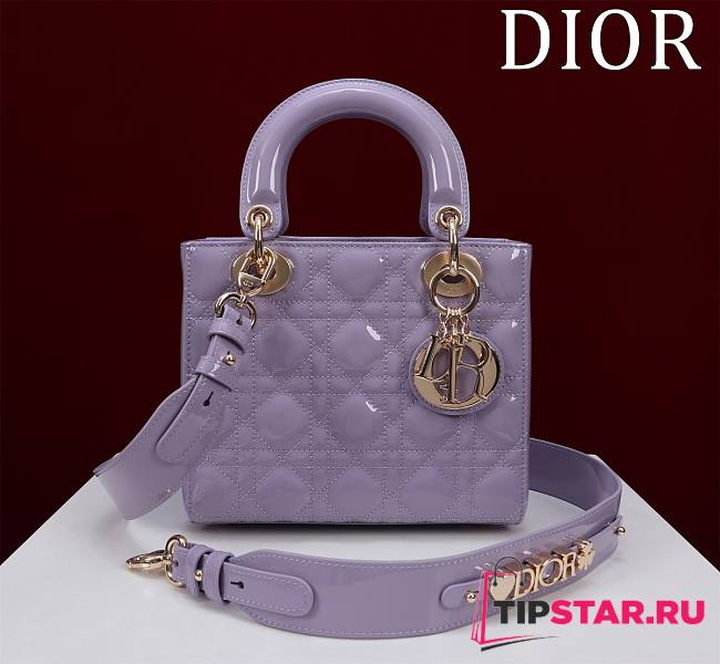 Dior Lady Diana Four-grid-patent Leather 20X16X8CM - 1