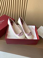 Roger Vivier Cow Patent Leather White Pink Shoes - 6