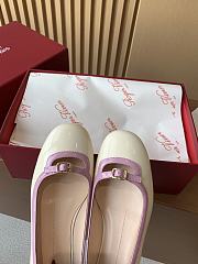 Roger Vivier Cow Patent Leather White Pink Shoes - 5