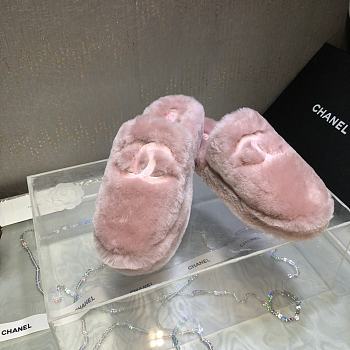 Chanel 24B New Fur Pink Slippers