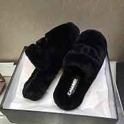 Chanel 24B New Fur Black Slippers - 6