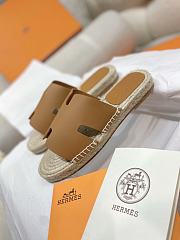 Hermes Antigua Flat Straw Slippers Beige - 3