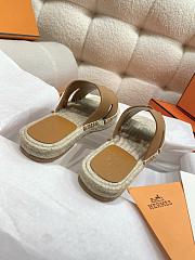 Hermes Antigua Flat Straw Slippers Beige - 5