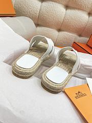 Hermes Antigua Flat Straw Slippers White - 3