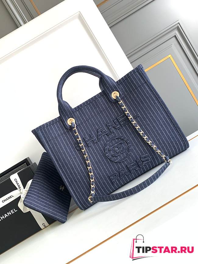 Chanel 24A Beach Shopping Bag Dark Blue 32cm - 1