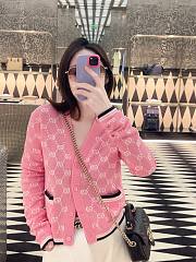 Gucci Early Autumn Letter Pink Knitted Jacket Cardigan  - 1