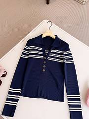 Gucci Navy Blue Striped Knit Top Skirt Set  - 5