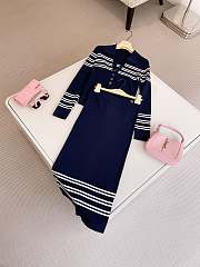 Gucci Navy Blue Striped Knit Top Skirt Set  - 4