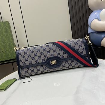 Gucci Luce Small Shoulder Bag In Beige And Ebony Blue 27.5x12.5x6.5cm