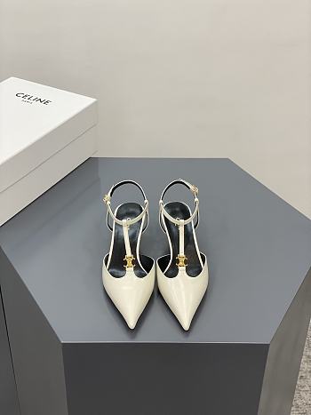 Celine sailin kitten heel pointed toe white sandals