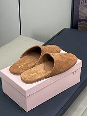 Miu's 24 autumn and winter show leather brown half-slippers  - 4